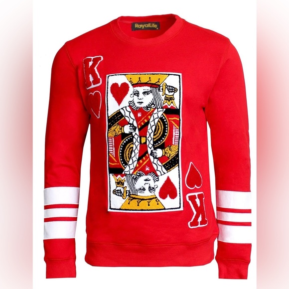 Royal Life Other - Royal Life - Men's Red Cotton Crewneck Suicide King Sweater Size XL
